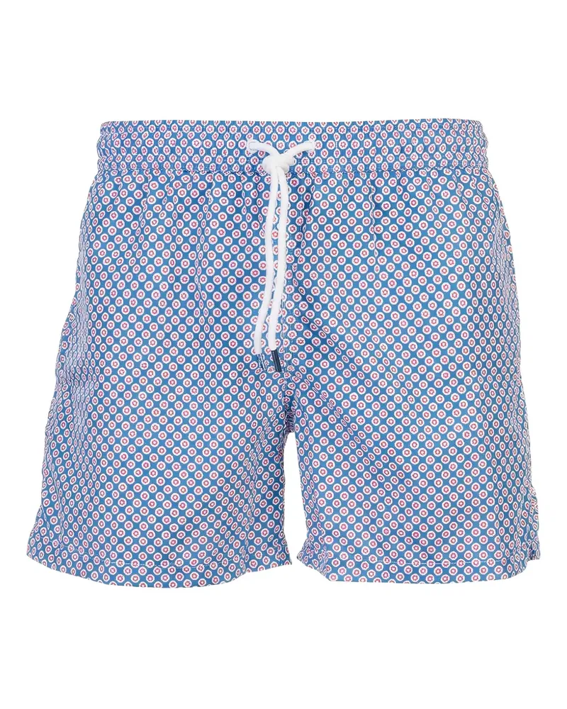 Fedeli geometric-print drawstring swim shorts - Blau Blau