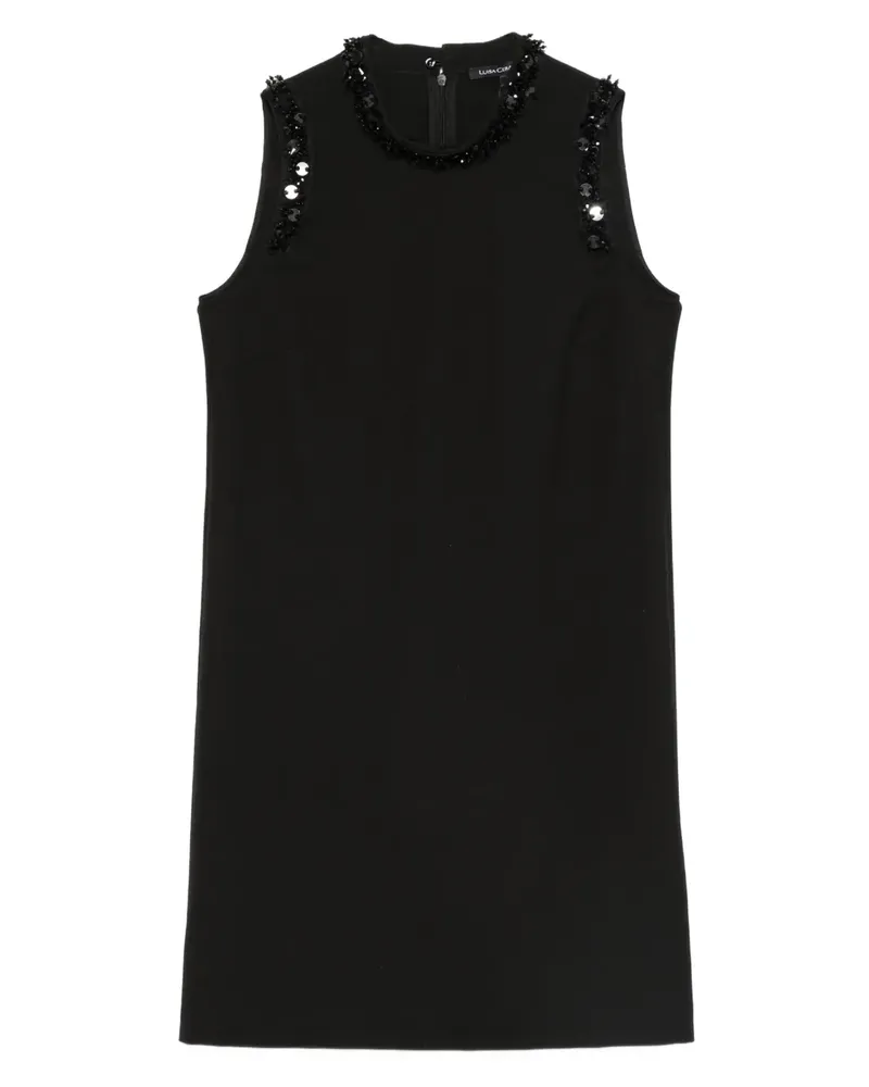 Luisa Cerano Ärmelloses Minikleid mit perlenverziertem Kragen - Schwarz Schwarz