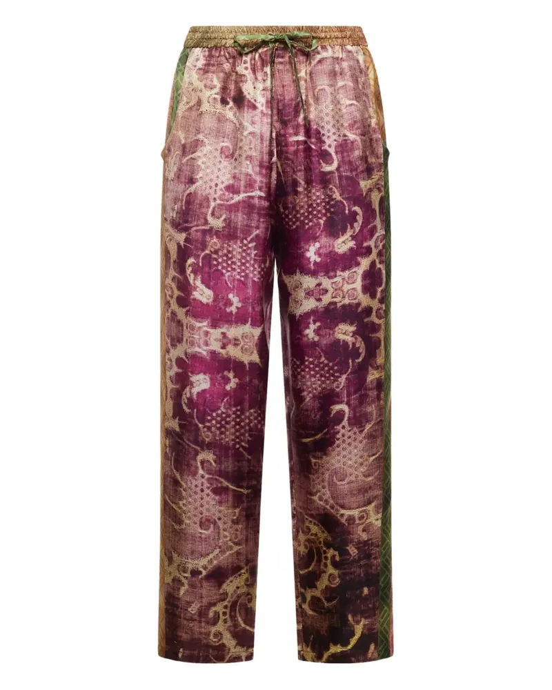 Pierre-Louis Mascia damask-print drawstring-waist trousers - Rosa Rosa