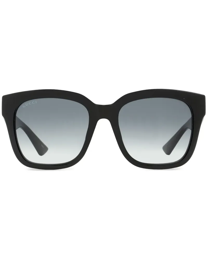 Gucci Sonnenbrille mit eckigem Gestell und GG - Schwarz Schwarz