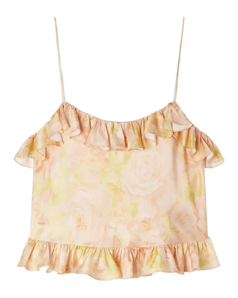 Sandro ruffled floral print top - Rosa Rosa