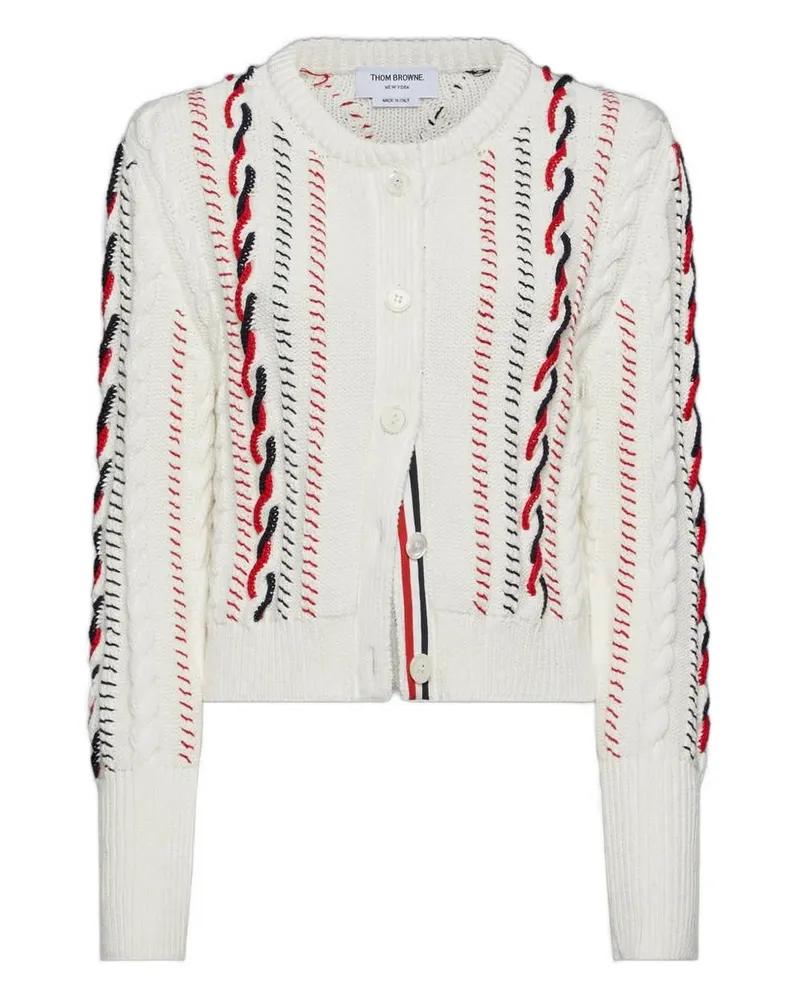 Thom Browne Cardigan mit Zopfmuster - Weiß Weiß
