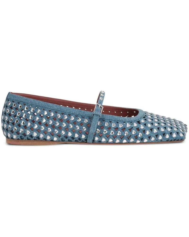 Amina Muaddi Verzierte Anne Ballerinas - Blau Blau