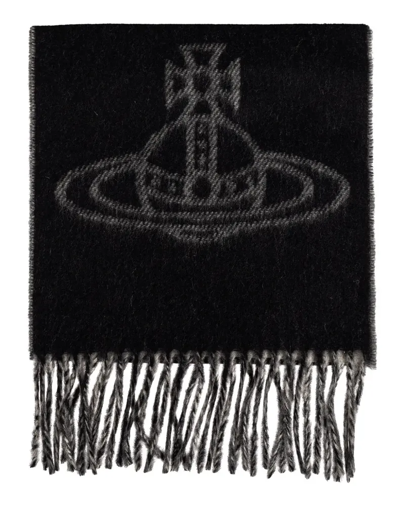 Vivienne Westwood Orb fringed scarf - Schwarz Schwarz