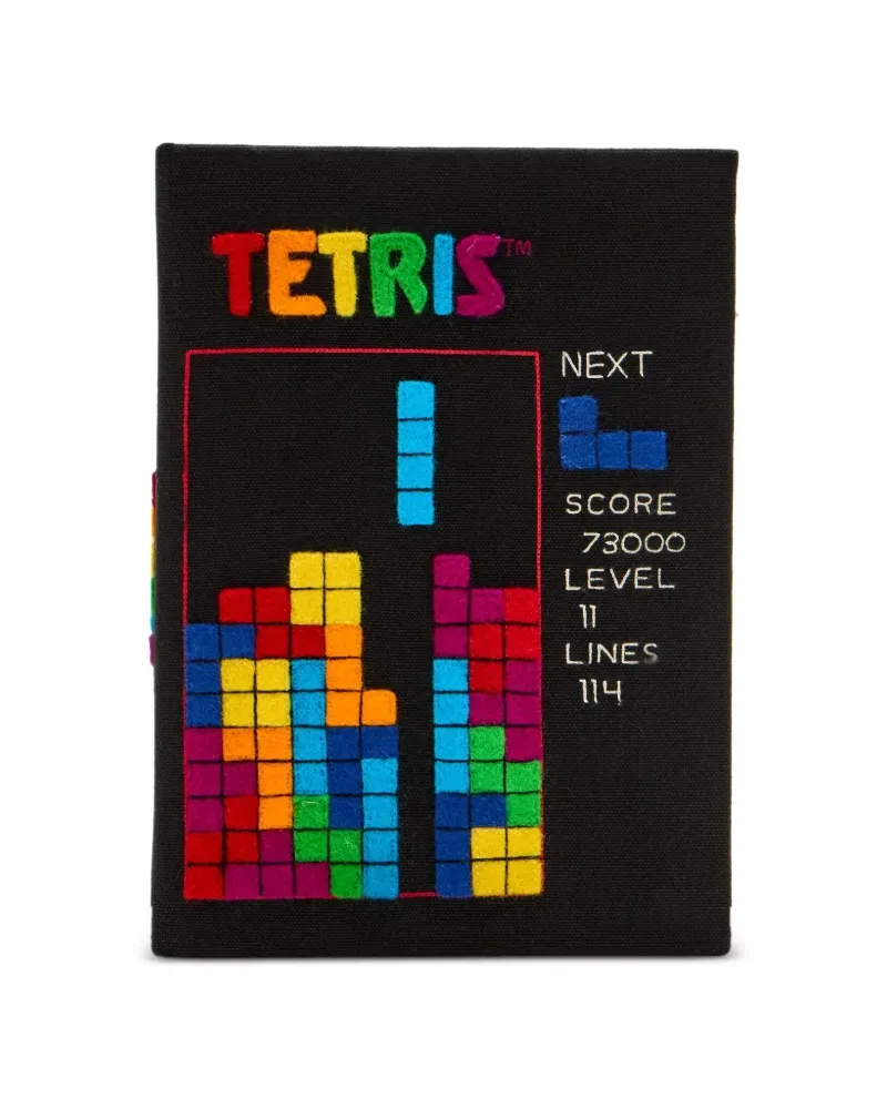 Olympia Le-Tan Tetris Clutch mit Stickerei - Schwarz Schwarz