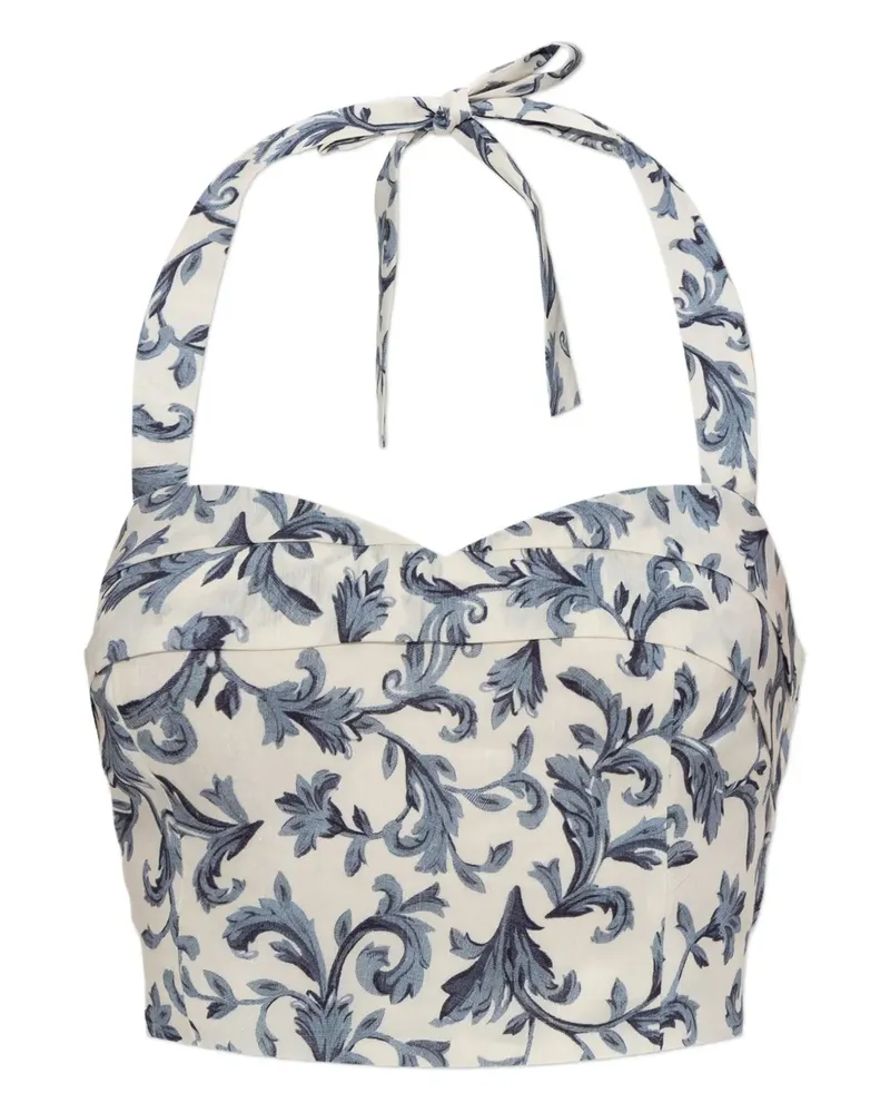Posse Rue halterneck baroque-print top - Weiß Weiß