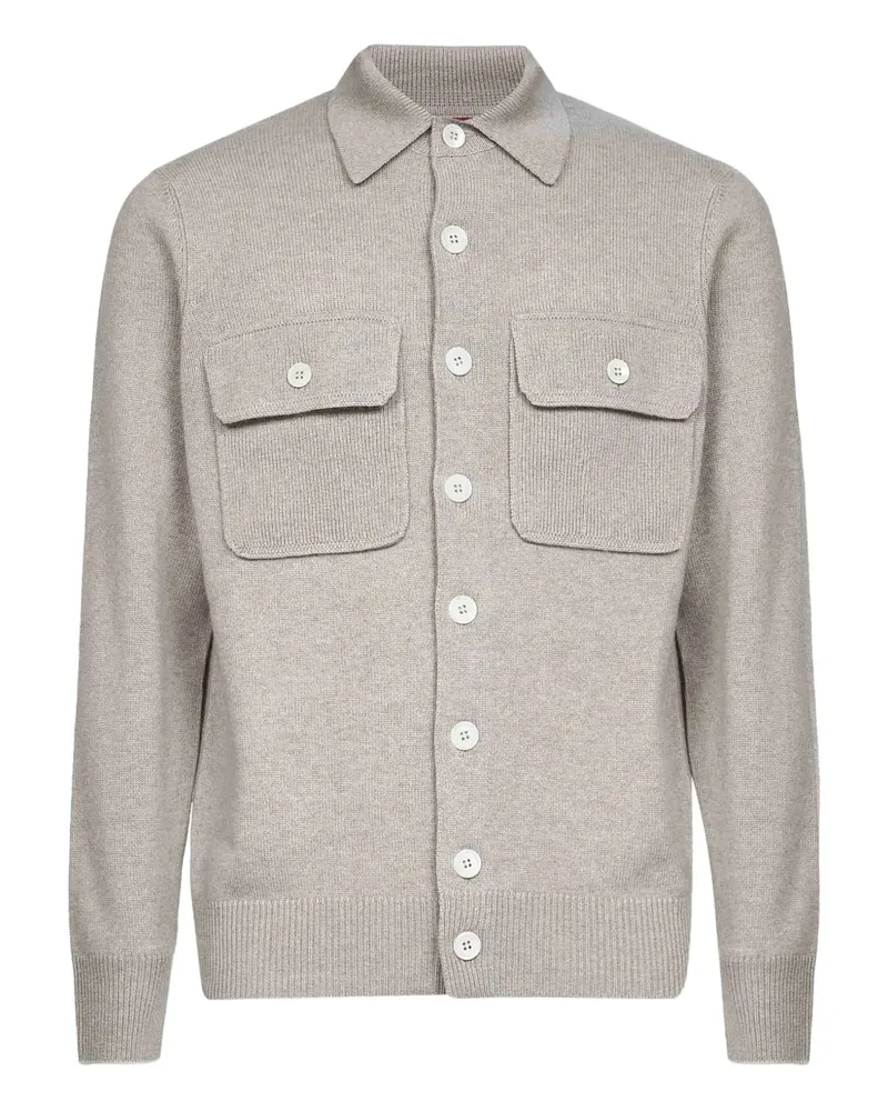 Brunello Cucinelli Gerippte Hemdjacke mit Knöpfen - Grau Grau