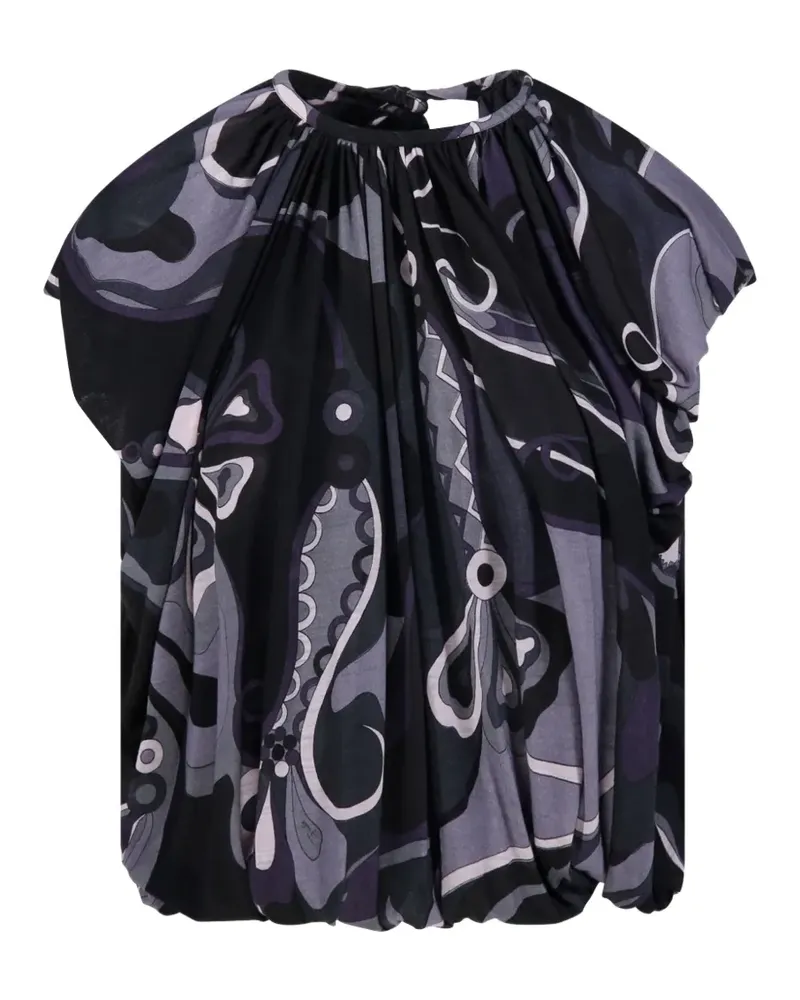 Emilio Pucci tie-fastening printed top - Schwarz Schwarz