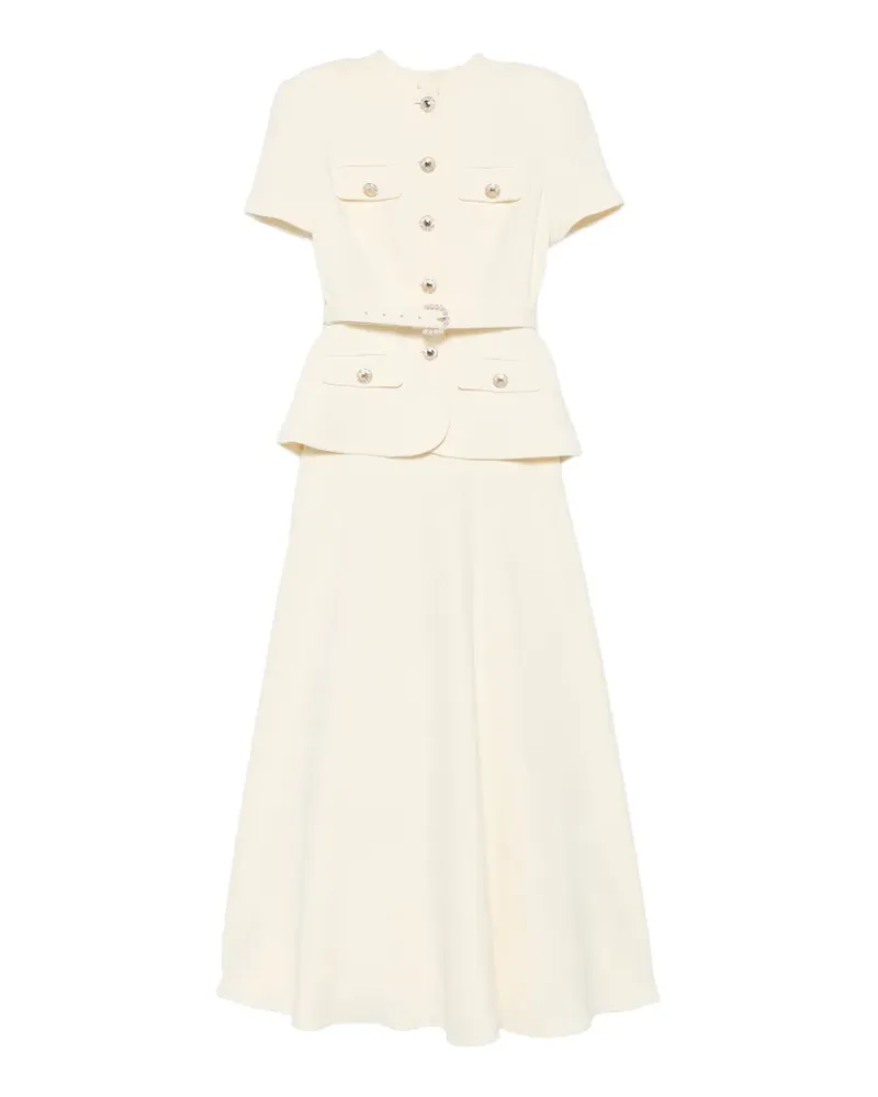 Self-Portrait belted-detail button-up maxi dress - Gelb Gelb