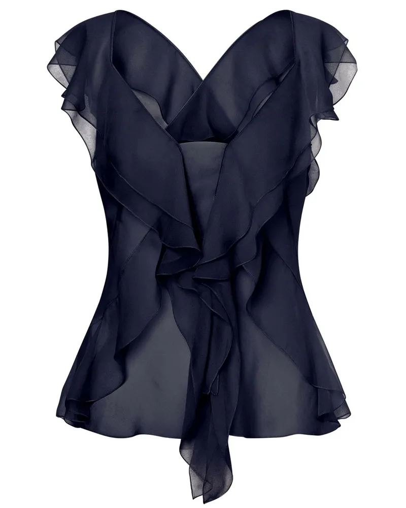 Alberta Ferretti Semi-transparente Seidenbluse - Blau Blau