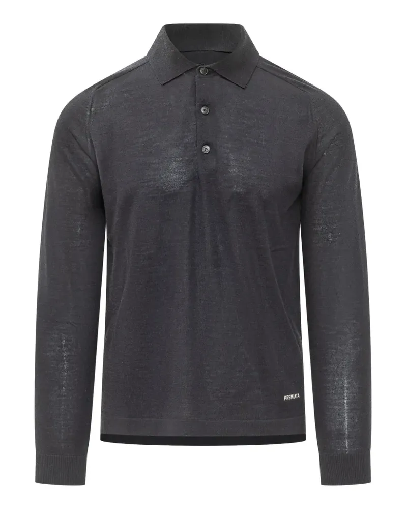 Premiata Langärmeliges Poloshirt aus Wolle und Seide - Blau Blau