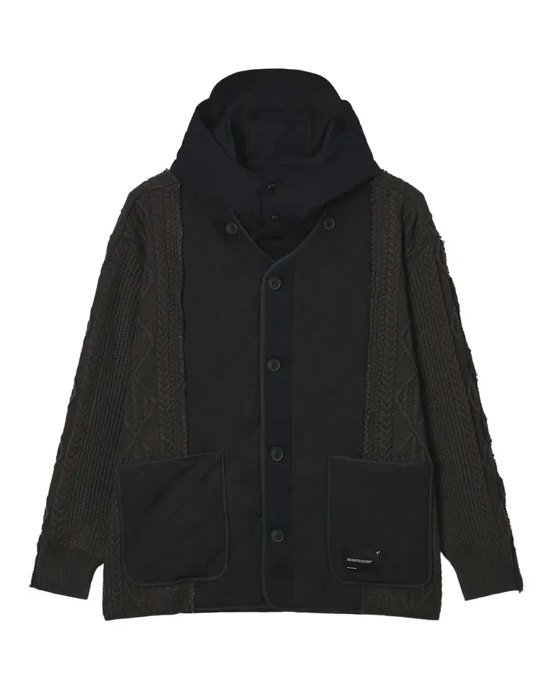 FIVE CM quilted cable-knit hooded jacket - Schwarz Schwarz