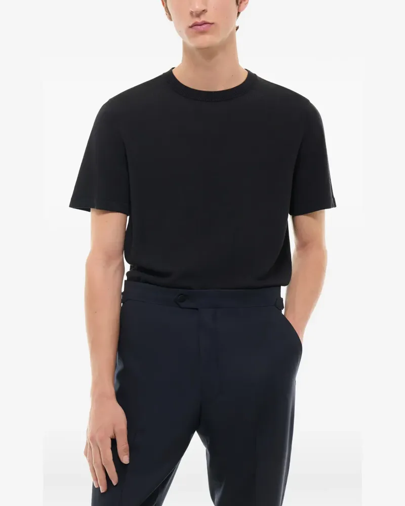 FURSAC T-Shirt mit geripptem Besatz - Schwarz Schwarz