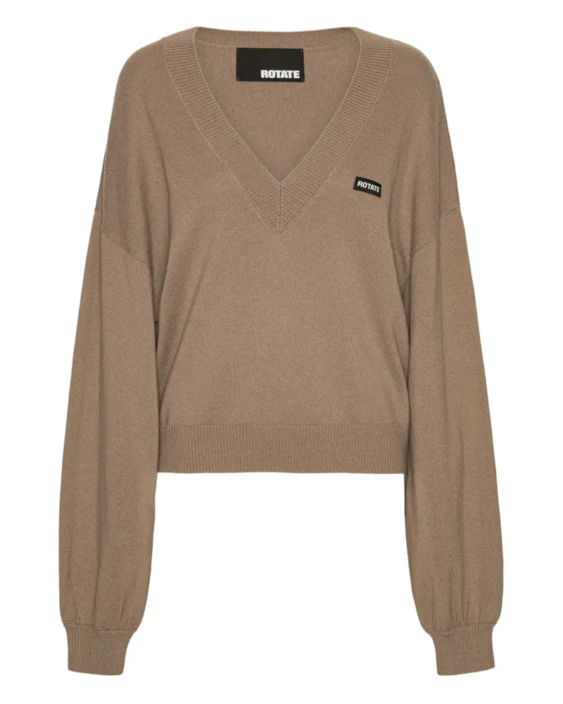 ROTATE Birger Christensen Pullover mit V-Ausschnitt - Braun Braun