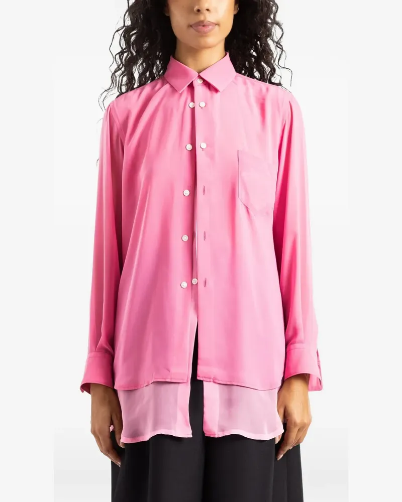 Comme des Garçons Hemd im Layering-Look mit Brusttasche - Rosa Rosa