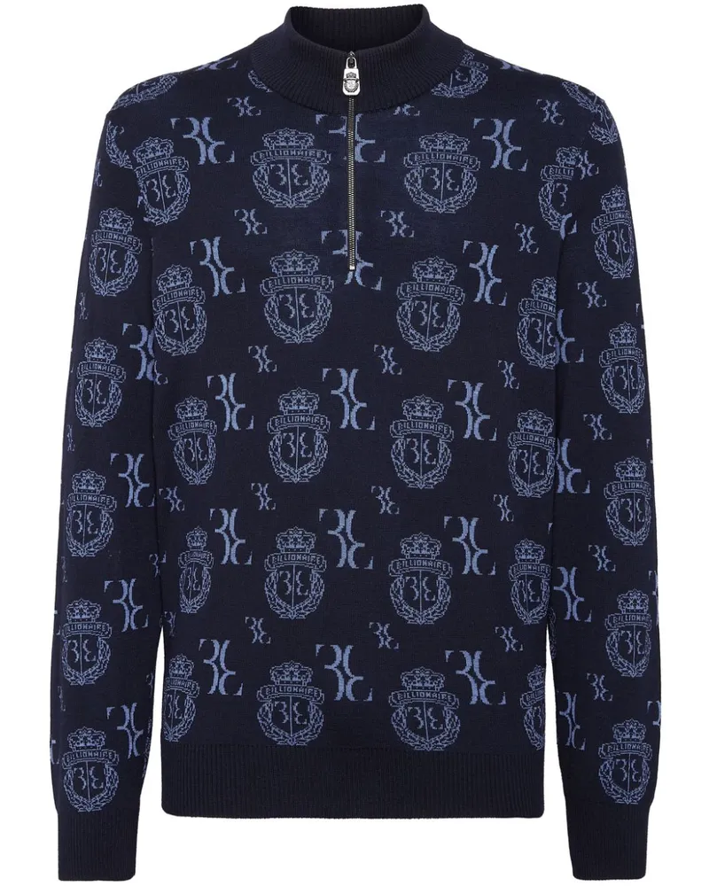 Billionaire Pullover aus Monogramm-Jacquard Blau