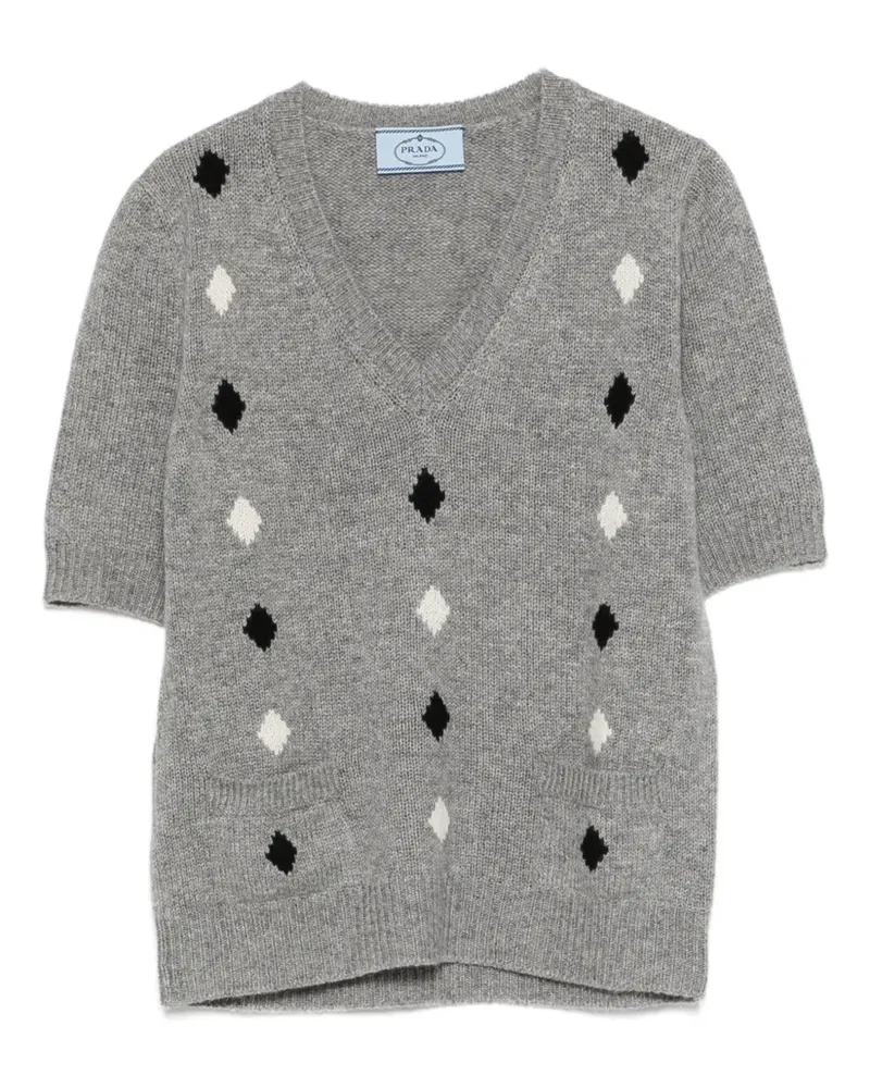 Prada T-Shirt mit V-Ausschnitt - Grau Grau
