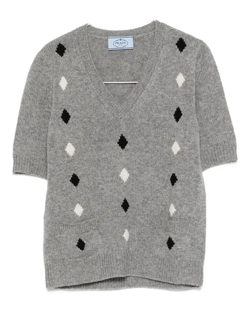 Prada V-neck T-shiry - Grau Grau