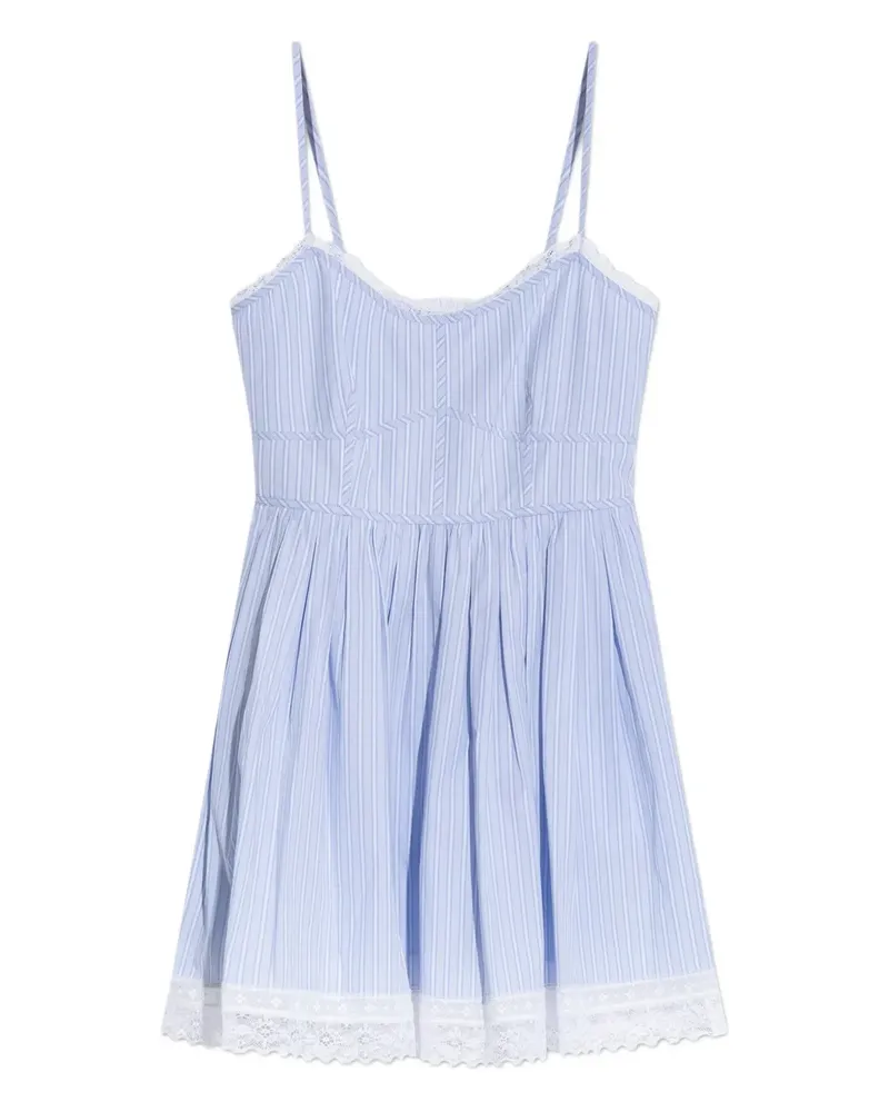 LoveShackFancy Gestreiftes Harrisine Kleid mit Spitzenbesatz - Blau Blau