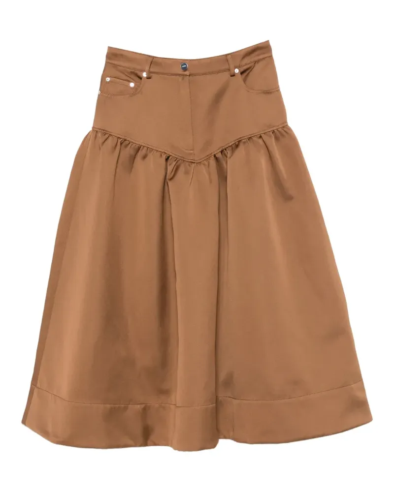 Ganni gathered yoke skirt - Nude Nude