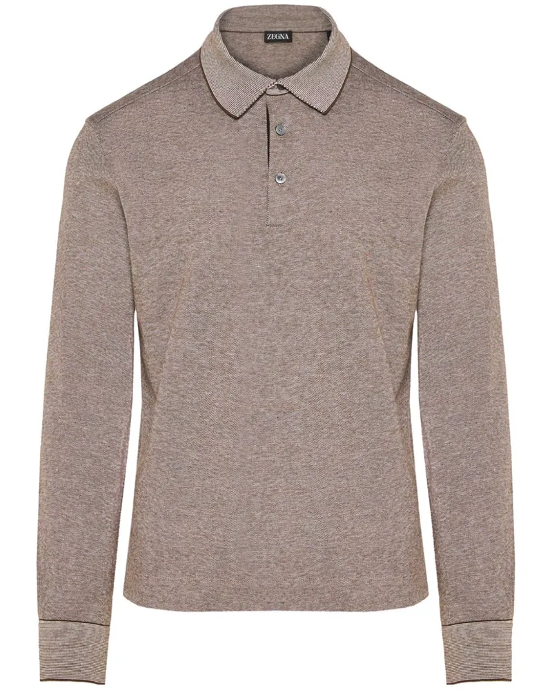Ermenegildo Zegna Langärmeliges Poloshirt - Braun Braun