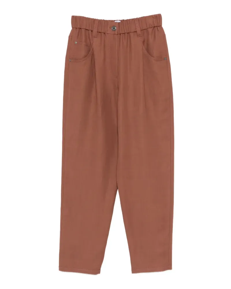 Brunello Cucinelli elasticated-waistband trousers - Braun Braun