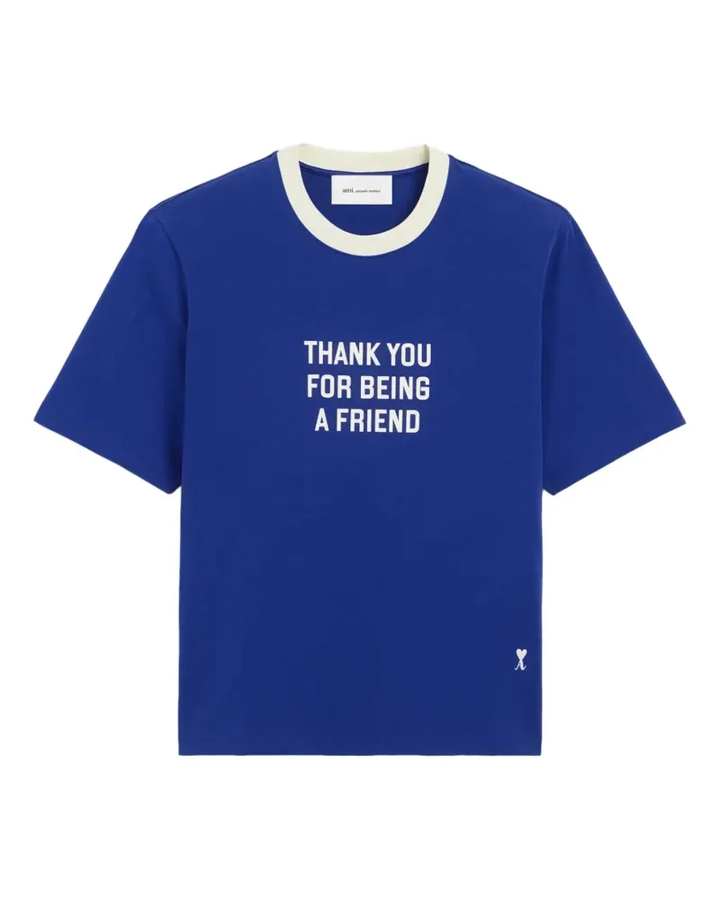 AMI Paris cotton Thank You For Being A Friend T-shirt - Blau Blau
