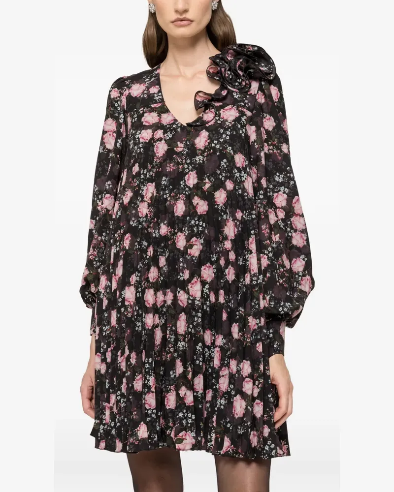 NISSA Minikleid mit Blumen-Print - Schwarz Schwarz