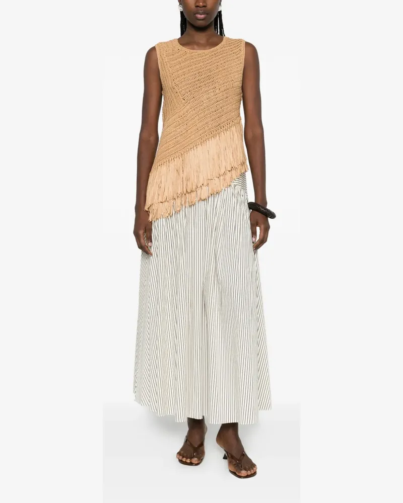 STAUD stripped panelled midi skirt - Nude Nude