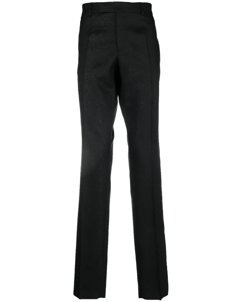 Versace Gerade Hose mit La Greca-Muster - Schwarz Schwarz