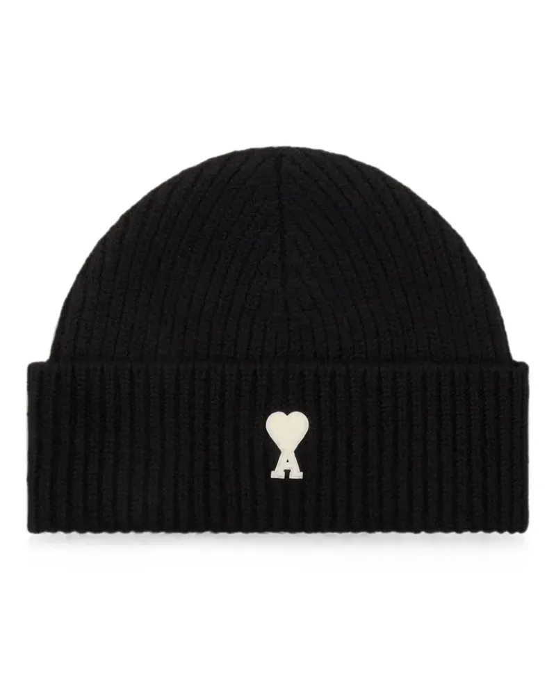 AMI Paris Ami de Coeur Beanie aus Wolle - Schwarz Schwarz