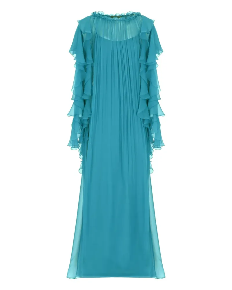 Alberta Ferretti Gerüschtes Maxi-Abendkleid mit Falten - Blau Blau