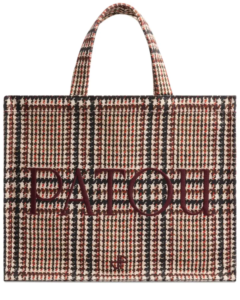 Patou Karierte Tote Bag mit Logo-Stickerei - Braun Braun