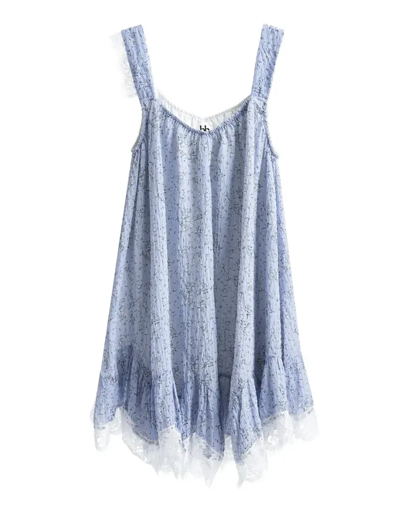 b+ab floral-print lace-trim mini dress - Blau Blau