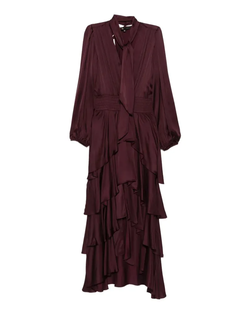 Maje pussy-bow tiered asymmetric dress - Rot Rot