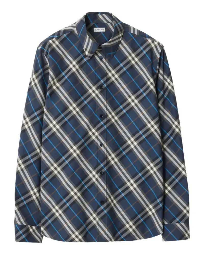 Burberry Check-pattern cotton shirt - Blau Blau
