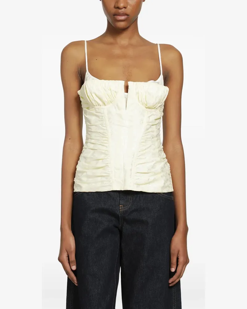 Alexander McQueen floral-jacquard ruched corset top - Nude Nude