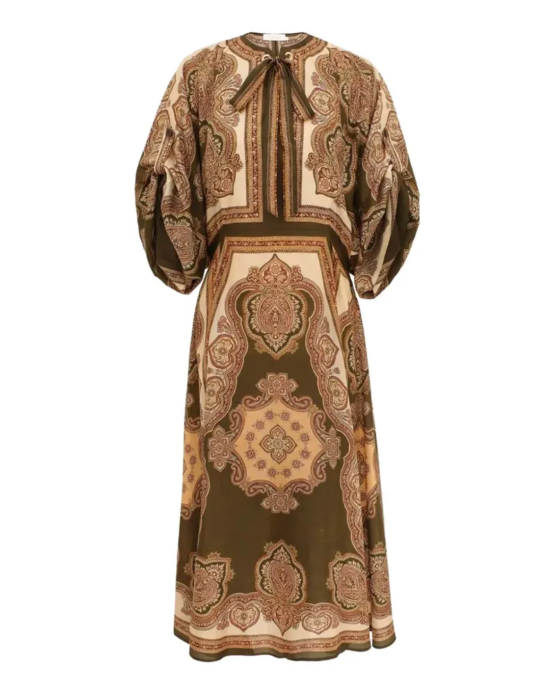 Zimmermann Mahon paisley-print tie-neck midi dress - Braun Braun
