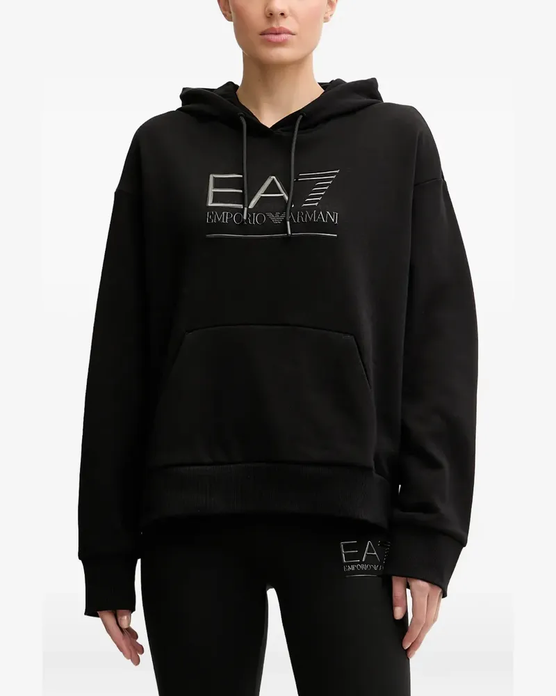 EA7 logo-detail long-sleeve hoodies - Schwarz Schwarz