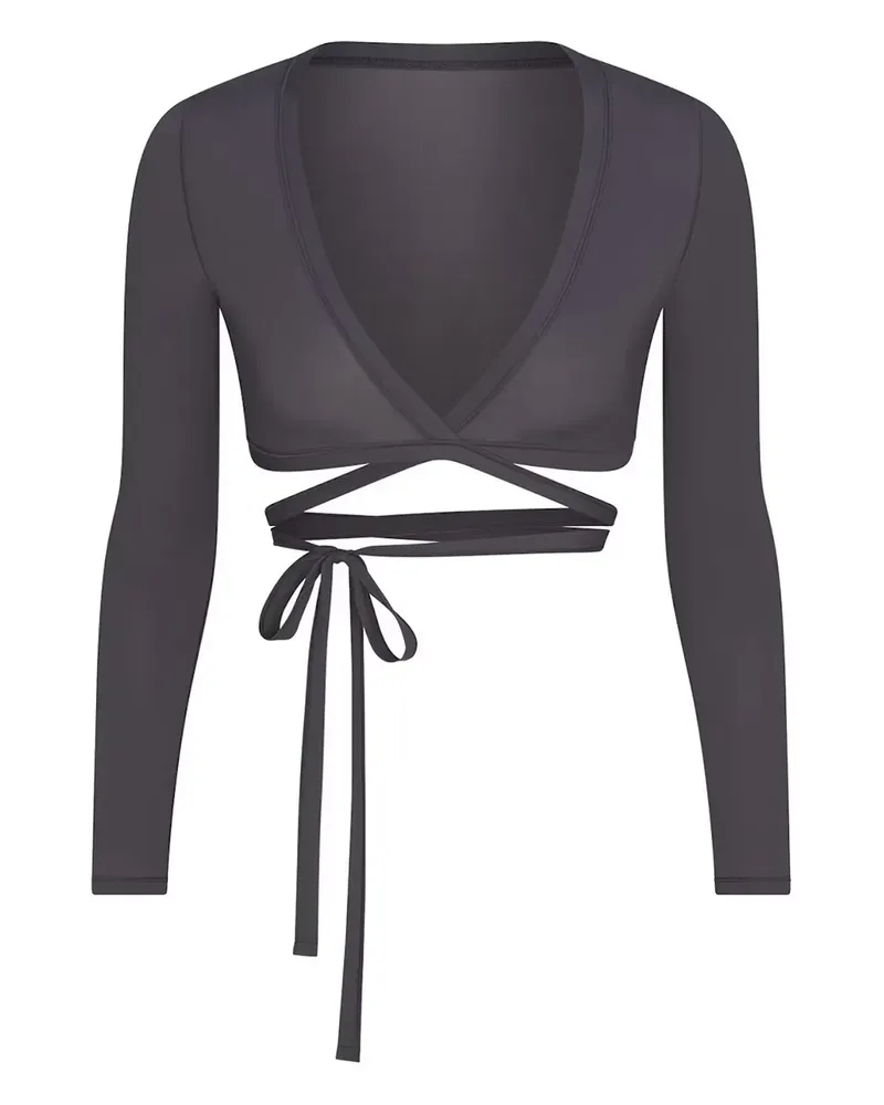 SKIMS x Nike gewickeltes Langarmshirt - Grau Grau