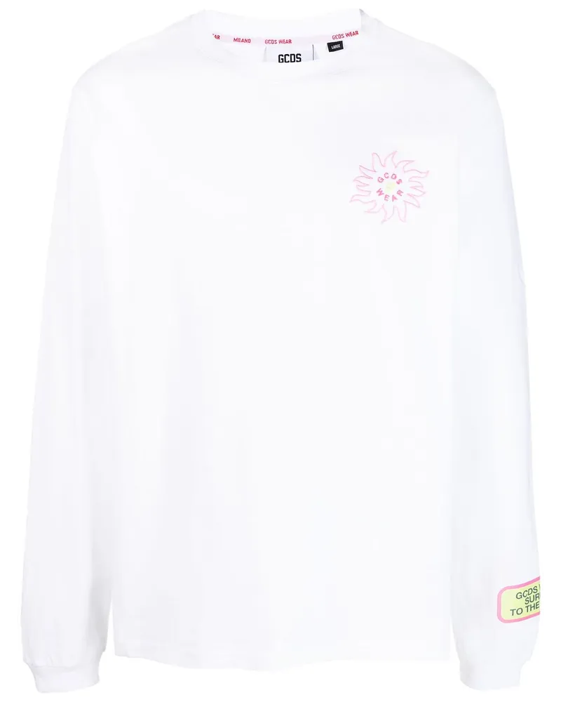 GCDS T-Shirt mit Surfer-Print Weiß