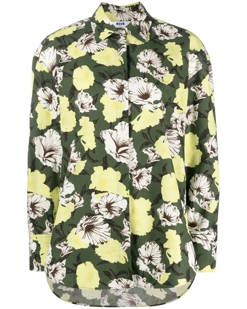 MSGM Hemd mit Blumen-Print - Grün Grün