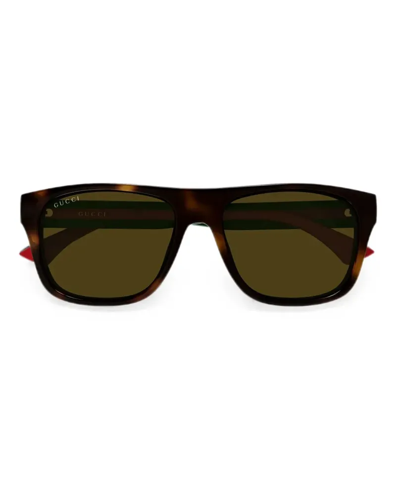 Gucci Eckige Sonnenbrille in Schildpattoptik - Braun Braun