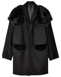 Simone Rocha Mantel mit Einsätzen aus Faux Fur Schwarz