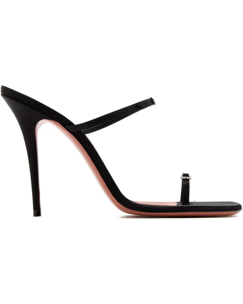 Amina Muaddi Satin-Sandalen mit Kristall-Schnalle - Schwarz Schwarz