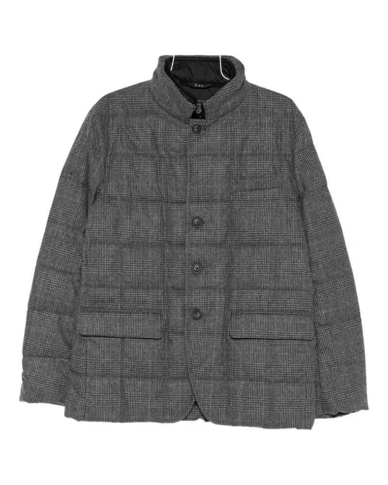 Fay checked flap-pocket coat - Grau Grau