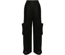 Leinenhose mit Faltendetail - Schwarz