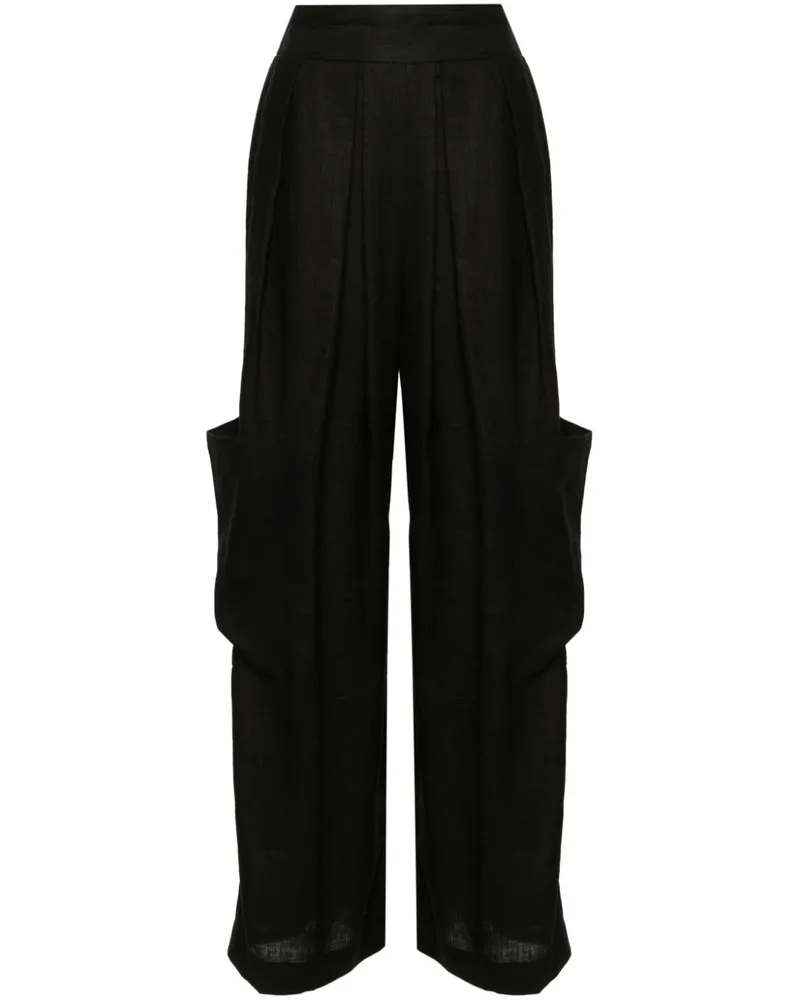 Ermanno Scervino Leinenhose mit Faltendetail - Schwarz Schwarz