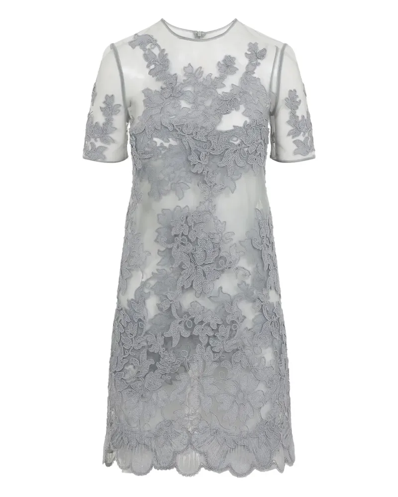 Ermanno Scervino floral-appliqué scalloped dress - Grau Grau