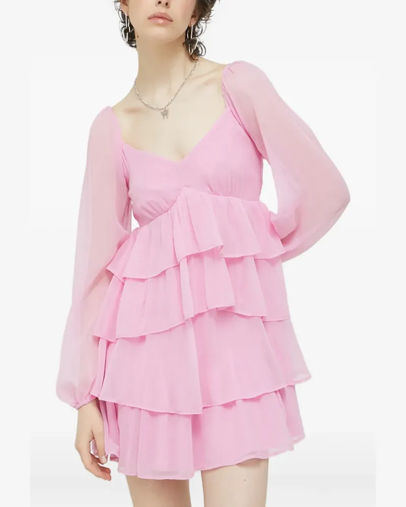 Abercrombie & Fitch ruffled V-neck mini dress - Rosa Rosa